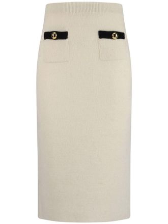 Alessandra Rich knitted midi skirt - White