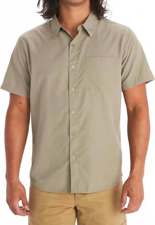 Marmot Aerobora Short Sleeve Button Up Shirt In Vetiver