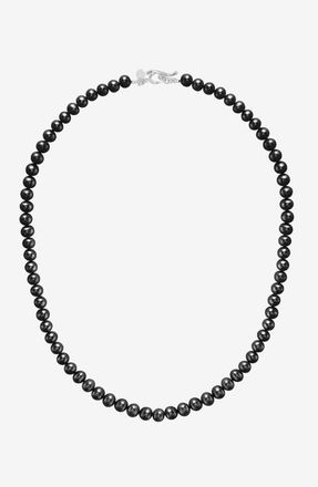 Dower & Hall Mens Black Freshwater Pearl Necklace in Sterling Silver at Nordstrom, Size 20