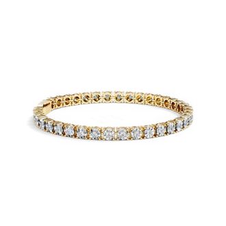 The Diamond Store Mens Lab Diamond 1.00ct Tennis Bracelet in 18K Gold Vermeil