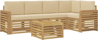 vidaXL Conjunto De Sof&aacute;s De Exterior 6 Uds. Y Beige Poli&eacute;ster Vidaxl
