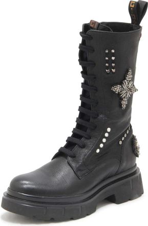 Gio+ Cora 12B Combi Boot - Dames - Veterlaarzen - Zwart - 36 EU - Leer - Schoenen