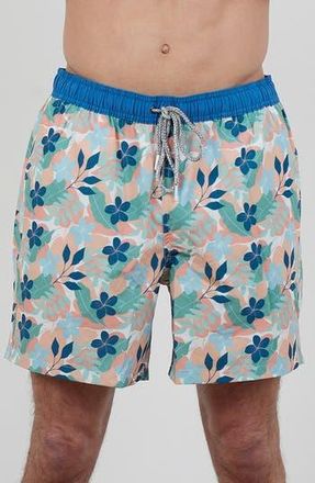 Rainforest Tropical Floral Swim Trunks in Blue/Green/Ivory at Nordstrom Rack, Size X-Large