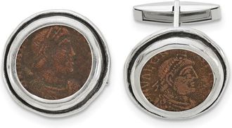 Diamond2Deal Sterling Silver and Bronze Antiqued Roman Coin Cufflinks