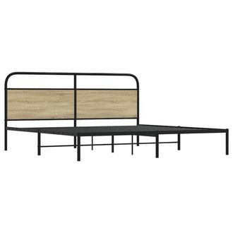 Berkfield Home Metal Bed Frame without Mattress Sonoma Oak 200x200 cm in Light Tan