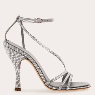 Ferragamo Denise Crystal-Embellished Sandals, Size 10 C