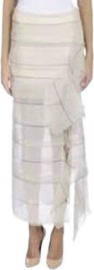 Brunello Cucinelli Grey Silk Tiered Midi Skirt Size S