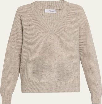Brunello Cucinelli Shimmering Cashmere-Mohair Crewneck Sweater