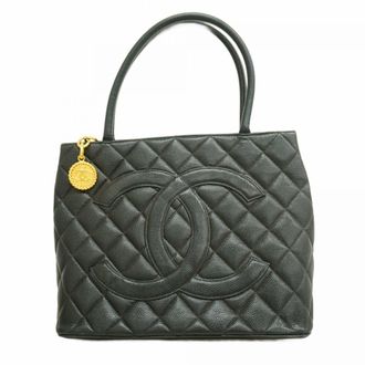 Chanel Black Grained Calfskin Tote Bag (Pre-Owned)