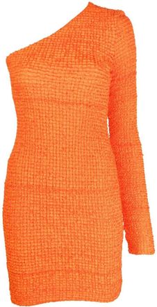 Nanushka fitted one-sleeve mini dress - women - Recycled Polyester - S - Orange