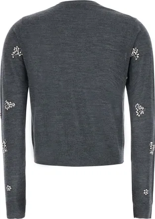 Jucca Crystal-Embellished Wool Cardigan - Gray