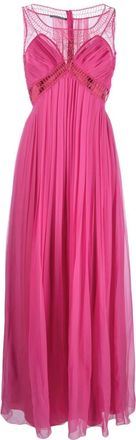 Alberta Ferretti cornely-embroidered silk maxi dress - women - Silk/Acetate/Elastane/Silk - 46 - Pink