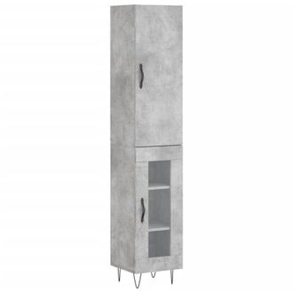 vidaXL Highboard Concrete Grey 34.5x34x180 cm Engineered Wood Vidaxl