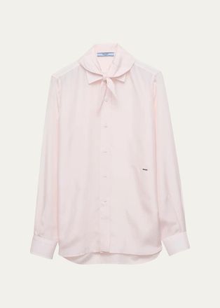 Prada Scarf-Detail Silk Shirt