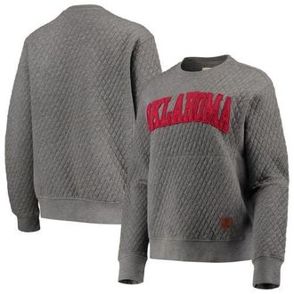 Pressbox Womens Pressbox Heather Charcoal Oklahoma Sooners Moose Quilted Pullover Sweatshirt in Heather Gray at Nordstrom, Size Small