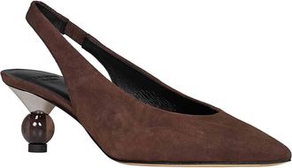 Max Mara Womens Slingback Pumps Wkaorma Brown Suede Calf Leather High Heel Shoes