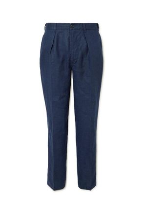 Drake's Games Tapered Pleated Linen Trousers
