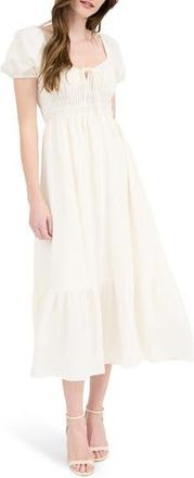 August Sky Puff Sleeve Midi Dress in Ivory at Nordstrom Rack, Size Medium