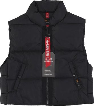 Alpha Industries Zwarte Mouwloze Puffer Vest Jas - Dames - Bodywarmers - Zwart - M - Polyester - Jassen