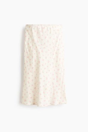 H&M Viscose Slip Skirt in Cream/floral at Nordstrom, Size Xx-Large