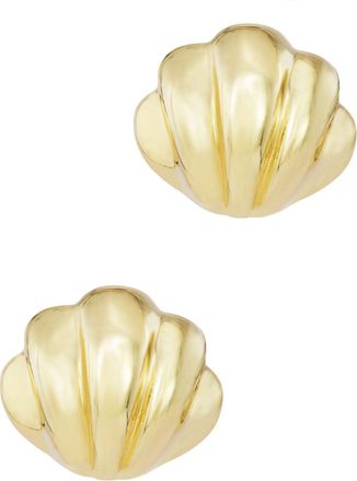 Savvy Cie Jewels GOLD PLATED OVER BRASS SEASHELL SHAPE STUD EARRINGS