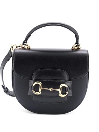 Gucci Horsebit 1955 Rounded Top Handle Bag Leather Mini crossbody bag - Zwart