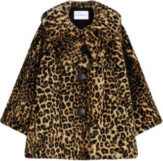 Givenchy Lange jas met luipaardprint van imitatiebont - Dames - Jassen - Beige - XS - Leer - Jassen