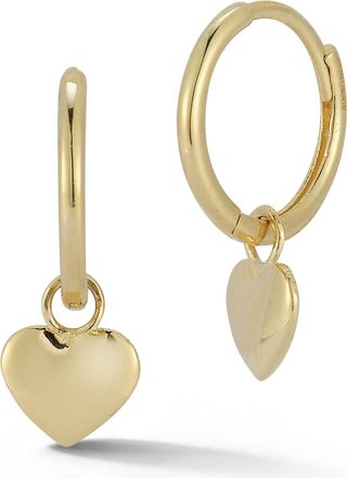 Ember Fine Jewelry 14K Gold Heart Charm Huggie Earrings