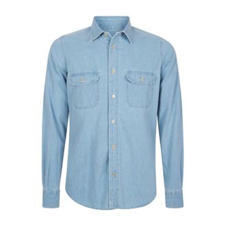 Eleventy Denim Shirts, male, Blue, Size: 4XL Camicia Due Tasche