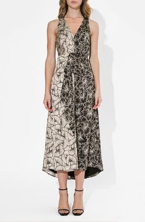 Adelyn Rae Ainsley Floral Reverse Print Sleeveless Dress in Black/Cream at Nordstrom Rack, Size Small