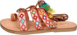 Coral Blue Flat Sandals, female, Multicolor, Size: 8 US Womens Textile Sandals