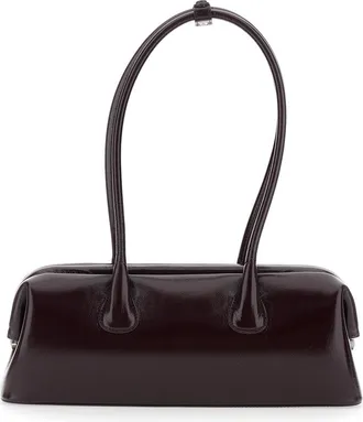 Osoi Womens Shoulder Bag Boat Wide Bordeaux Cow Leather