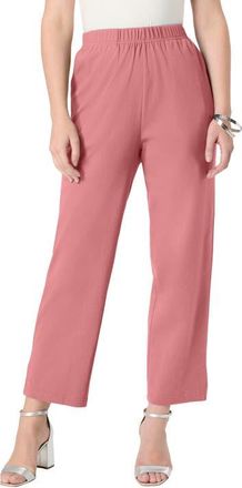 Roaman's Soft Knit Straight Leg Capri Pant in Desert Rose at Nordstrom, Size Medium