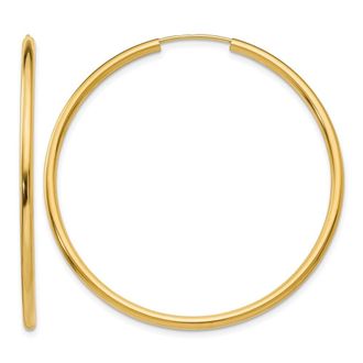 Diamond2Deal 14k Yellow Gold Round 2mm Hoop Earrings 41 mm