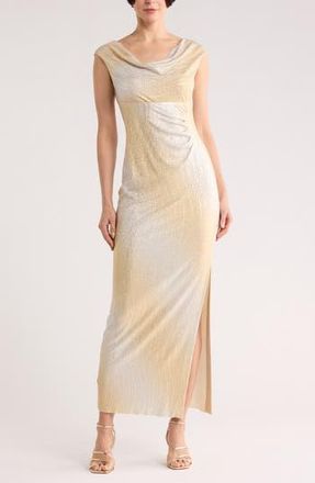 Connected Foil Ombr&eacute; Maxi Dress in Gold at Nordstrom Rack, Size 12