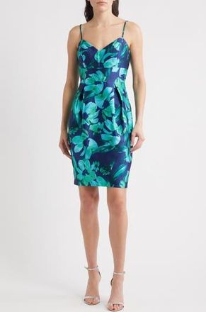 Eliza J Floral Sheath Dress in Navy Multi at Nordstrom Rack, Size 14