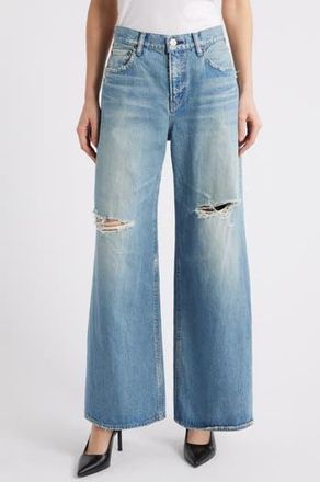 Moussy Vintage Hempstead Ripped Wide Leg Jeans in Light Blue at Nordstrom Rack, Size 27