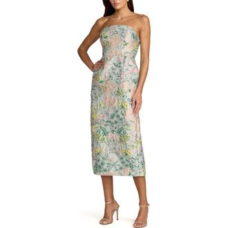 Mac Duggal Multicolor Strapless Brocade Midi Dress With Pockets in Pastel Multi at Nordstrom, Size 14