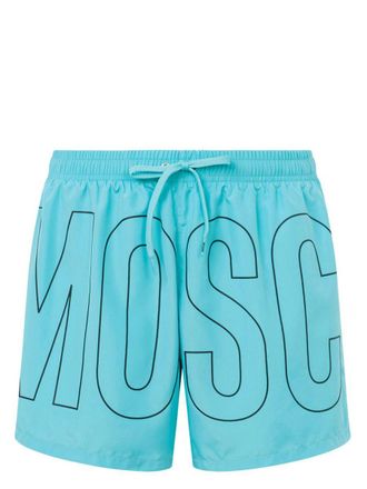 Moschino Sky Blue Swimsuit With Logo Print