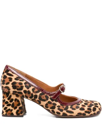 Chie Mihara 60mm leopard-print block-heel pumps - Brown