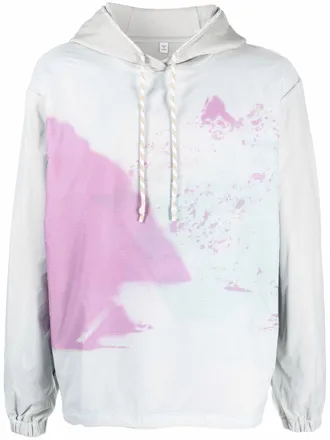 McQ by Alexander McQueen abstract-print cotton hoodie - men - Polyamide/Cotton/Polyester - M - Green