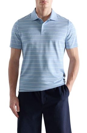 Mango Slim Fit Stripe CoolMax Piqu&eacute; Polo in Sky Blue at Nordstrom, Size X-Large