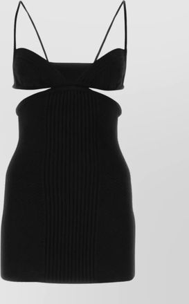 Off-white ribbed silhouette mini dress