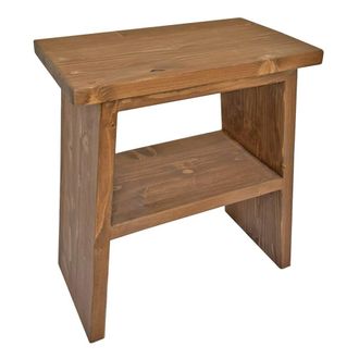 NATYAL Banco auxiliar de madera maciza con balda en tono roble 42cm