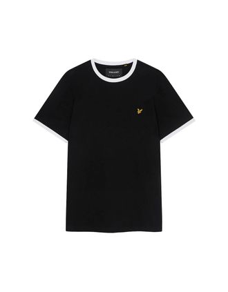 Lyle & Scott Mens Lyle & Scott Branded Black Ringer T-Shirt - Size: 42