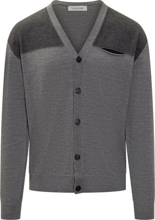 Lanvin V-Neck Wollen Vest - Heren - Vesten - Grijs - L - Wol - Truien & Vesten