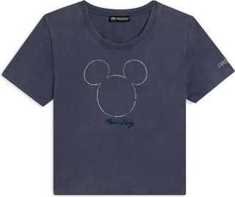 Freddy T-shirt cropped da donna con Mickey Mouse in strass