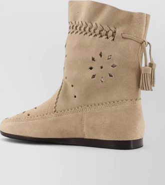 Isabel Marant woosta leather boots tassel braid detail