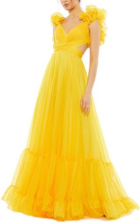 Mac Duggal Ruffle Tiered Chiffon A-Line Gown