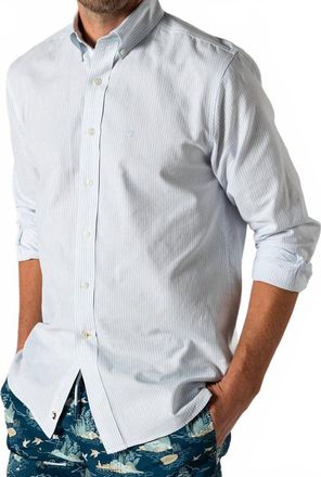 Duck Head Collins Stripe Cotton Oxford Sport Shirt In Light Blue